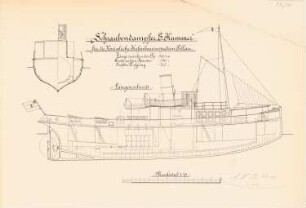 Schraubendampfer »E. Kummer« der Hafenbauinspektion, Pillau: Schnitte 1:75