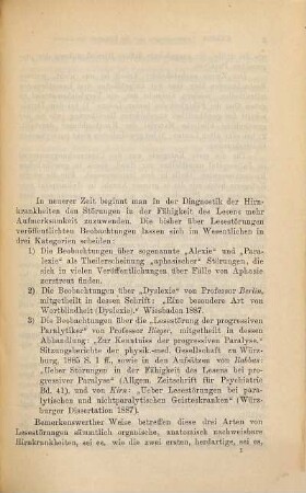Untersuchungen ueber die Fähigkeit des Lesens bei Gesunden und Geisteskranken