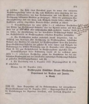 122. Ministerial-Bekanntmachung, die Veränderungen der Arzneitaxe betreffend