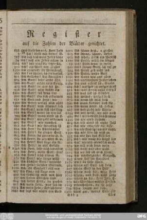 Register auf die Zahlen der Blätter gerichtet.