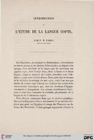 1: Introduction à l'étude de la langue copte