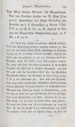 147-154 [Rezension] Echte Akten heiliger Märtyrer des Morgenlandes