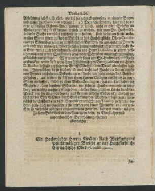 I. Sr. Hochwürden Herrn Kirchen-Rath Weissenborns Pflichtmäßiger Bericht an das Hochfürstliche Eisenachische Ober-Consistorium