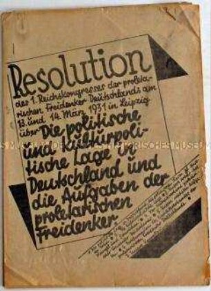 Resolution der 1. Reichskonferenz des Verbandes proletarischer Freidenker