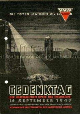 Programm zum "Gedenktag der unsterblichen Opfer des Faschismus" 1947 in Schwerin