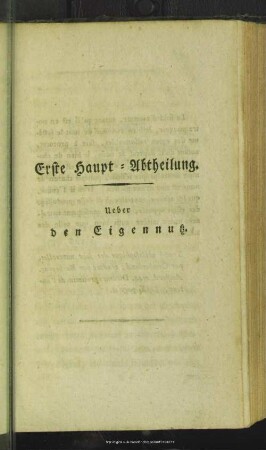 Erste Haupt-Abtheilung. Ueber den Eigennutz