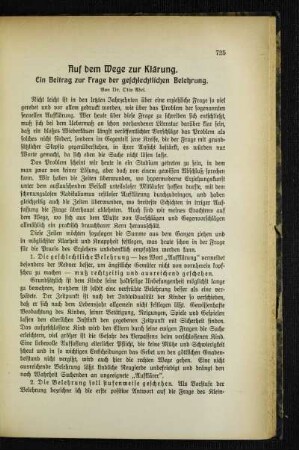 Auf dem Wege zur Klärung : ein Beitrag zur Frage der geschlechtlichen Belehrung