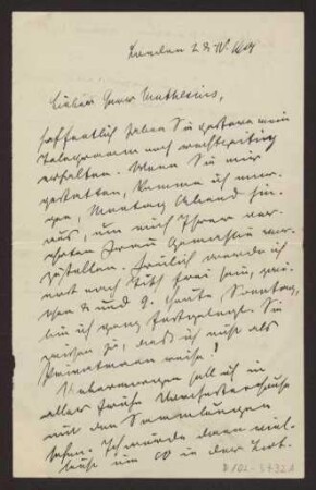 Schreiben an Hermann Muthesius (Brief)