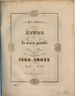 Etude de la main gauche : op. 27