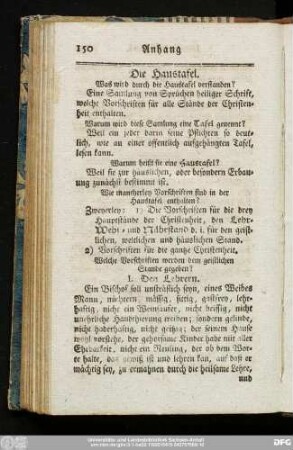 Die Haustafel.