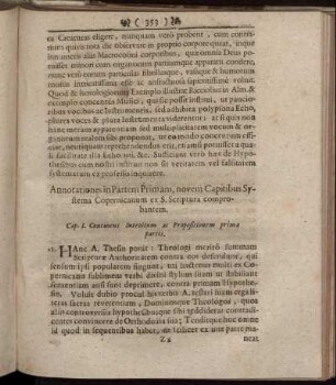 Annotationes in Partem Primam, novem Capitibus Systema Copernicanum Ex S. Scriptura comprobantem.