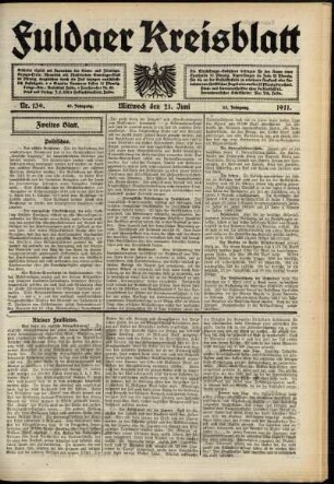 Zweite Ausgabe vom Mittwoch, den 21. Juni 1911.