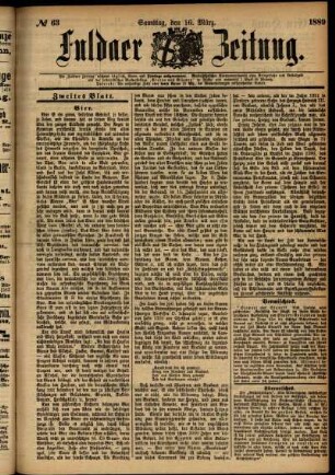 Zweite Ausgabe vom Samstag, den 16. März 1889.