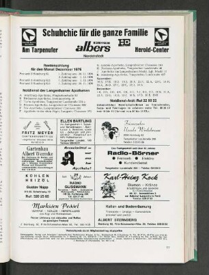 Rentenzahlung für den Monat Dezember 1976
