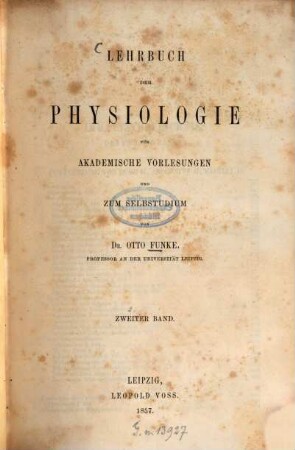Lehrbuch der Physiologie : für akademische Vorlesungen und zum Selbststudium, 2