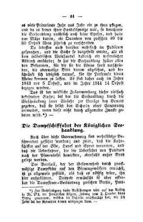 Die Dampfschiffahrt der Königlichen Seehandlung