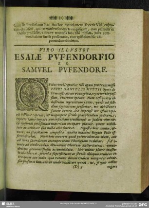 Viro Illustri Esaiae Pufendorfio S. D. Samuel Pufendorf