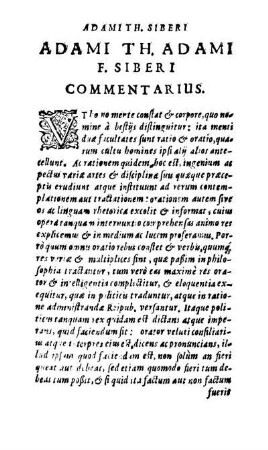 Adami Th. Adami F. Siberi Commentarius