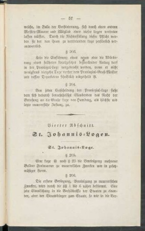 Vierter Abschnitt. St. Johannis-Logen.