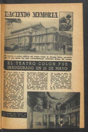 Haciendo memoria: El teatro Colón fue inaugurido un 25 de Mayo