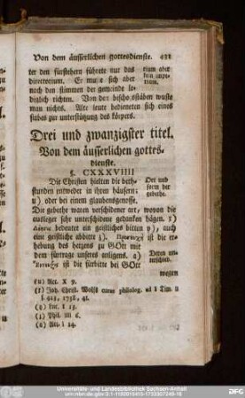 Drei und zwanzigster titel. Von dem äusserlichen gottesdienste.