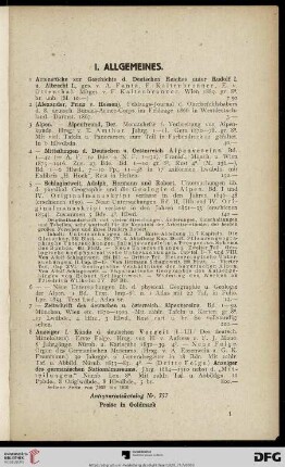 I. Allgemeines (Nr. 1-316)
