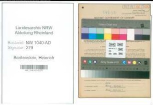 Entnazifizierung Heinrich Breitenstein , geb. 26.11.1912 (Regierungssekretaer)