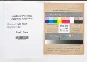 Entnazifizierung Ernst Rieck , geb. 16.12.1905 (Zahnarzt)