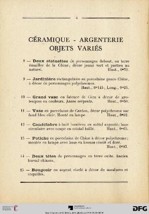 Cèramiques - Argenterie Objets Variés(Nr. 8-40 )