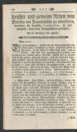 Leichte und gemeine Arten von Briefen ins Frantzösiche zu übersetzen, ...