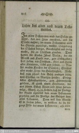 44. Lehre des alten und neuen Testamentes