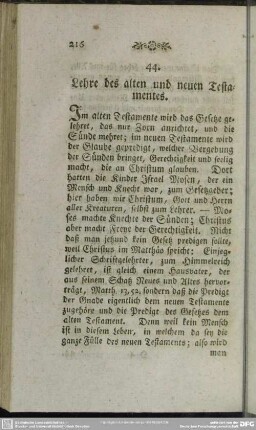 44. Lehre des alten und neuen Testamentes