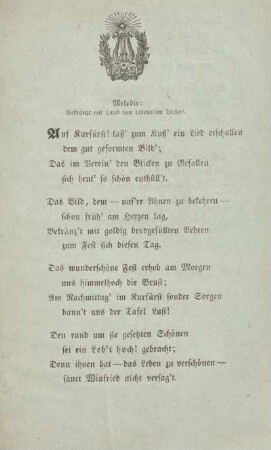 Melodie: Bekränzt mit Laub den labevollen Becher.