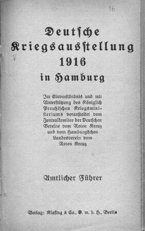 Deutsche Kriegsausstellung 1916 in Hamburg : amtlicher Führer