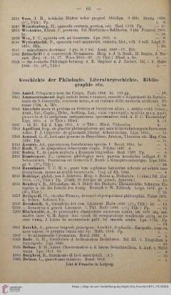 Geschichte der Philologie. Literaturgeschichte. Bibliographie etc (Nr. 2344 - 2580)