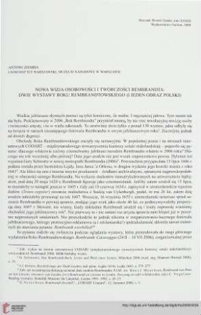 33: Nowa wizja osobowości i twórczości Rembrandta : dwie wystawy roku rembrandtowskiego (i jeden obraz polski)