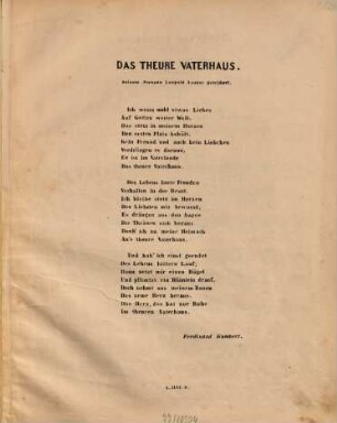 Das theure Vaterhaus : Lied für Sopran oder Tenor ; op. 9