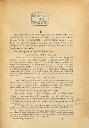 Aus dem babylonischen Rechtsleben, 1
