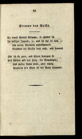 Stimme des Volks. - Diotima.