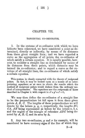 Chapter VII. Tangential Co-Ordinates.