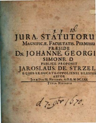 De iuribus statutorum, disp.