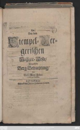 Die Bey dem Stempel-Bergerischen Hochzeit-Feste, Vorgestellte Berg-Betrachtung