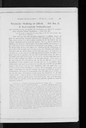 Wendischer Städtetag zu Lübeck. - 1511 Jan. 17. D. Nachträgliche Verhandlungen.