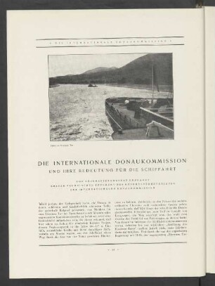 Die Internationale Donaukommission Und Ihre Bedeutung Für Die Schiffahrt