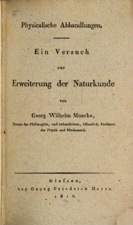 Physicalische Abhandlungen