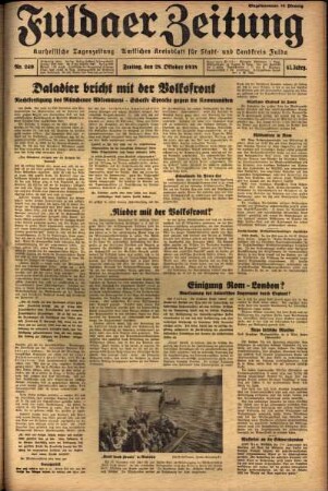 Ausgabe vom Freitag, den 28. Oktober 1938.