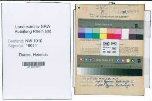 Entnazifizierung Heinrich Duess , geb. 26.12.1914 (Arbeiter)