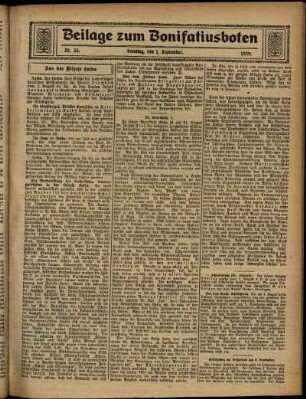 Zweite Ausgabe vom Sonntag, den 01. September 1929.