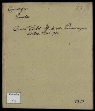 Dissertatio Medica De Ortu Humani Corporis Occulto