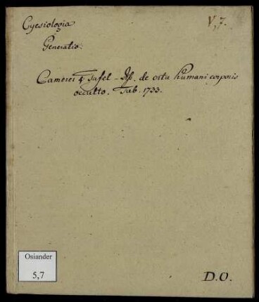 Dissertatio Medica De Ortu Humani Corporis Occulto